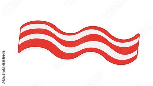 Crispy Streaky Bacon Strips Sizzling And Wavy Red White Food Background Isolated On Black Healthy Eating Concept