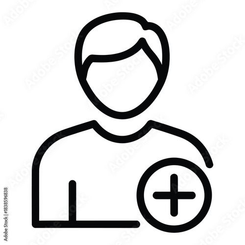 Add User Icon Vector Illustration of New Account Creation Symbol