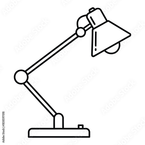Adjustable desk lamp simple line art illustration office light fixture