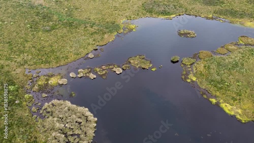 Foggy Andean Mountains Lake. High quality 4k footage