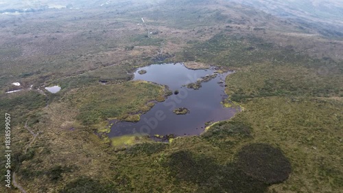 Foggy Colombian Paramo Lake. High quality 4k footage