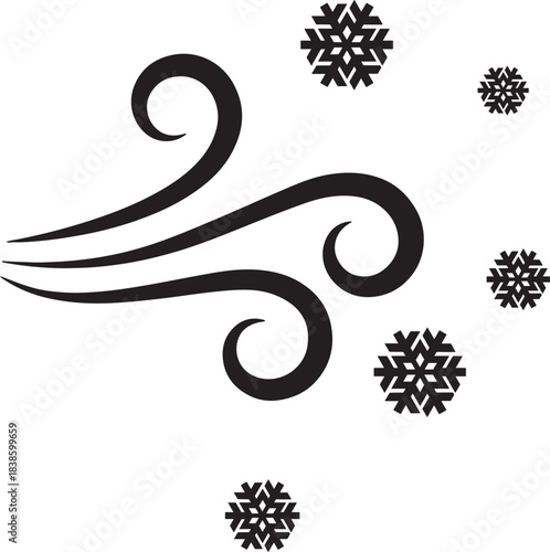 Winter Breeze: An artistic illustration captures the essence of a winter breeze, showcasing swirling wind and delicate snowflakes.