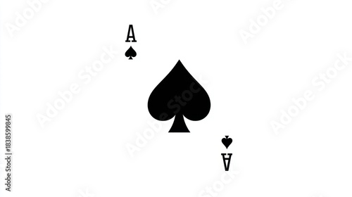 Black and white playing card featuring the ace of spades, classic design on a blank background