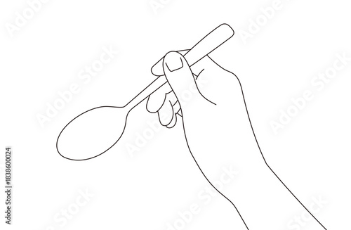 スプーンを持ったハンドイラスト素材