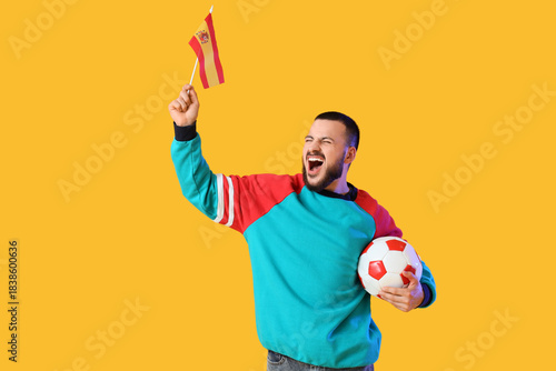 Male sports fan with soccer...