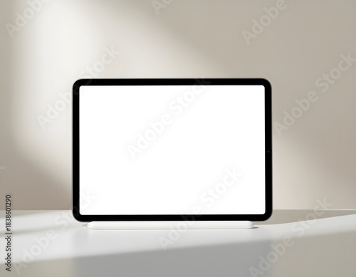 Blank tablet on white surface