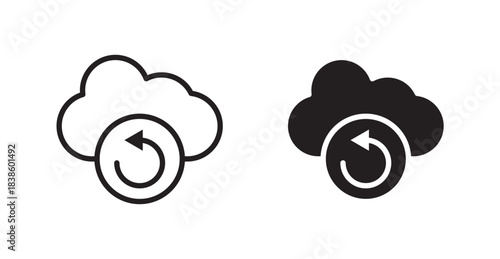 Backup icons, black line art and clipart vector logo