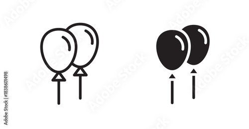 Balloon icons, black line art and clipart vector logo
