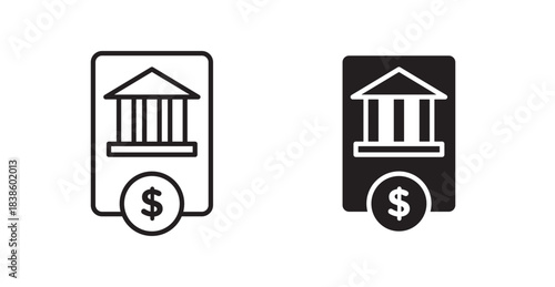 Bank statement icons, black line art and clipart vector logo