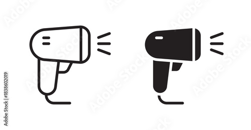 Barcode scanner icons, black line art and clipart vector logo