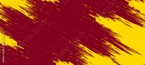 Vector background with burgundy and yellow gold grunge texture. Abstract two tone design, rough brushstroke divide. Ideal for bold banners, classic themes or sports concepts