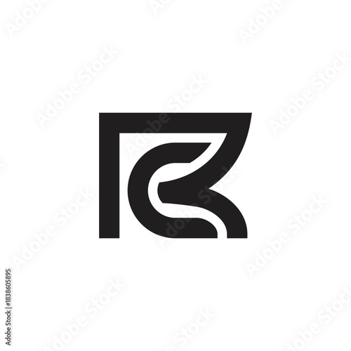letter cr simple curves stripes geometric lines logo vector
