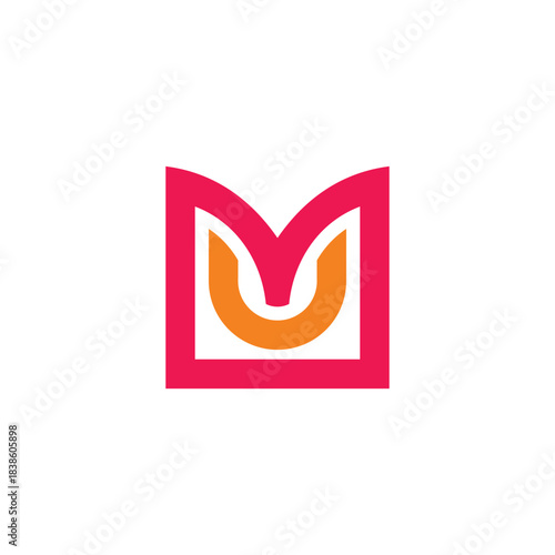 letter mu simple linked colorful geometric lines logo vector