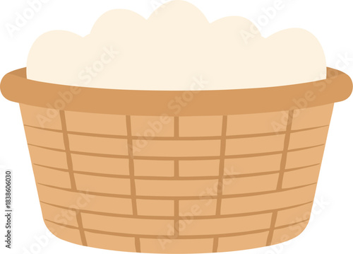 Wicker basket filled with a fluffy white substance vector illustration.