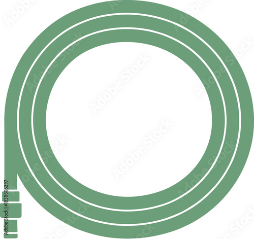Coiled green garden hose vector illustration isolated on white.