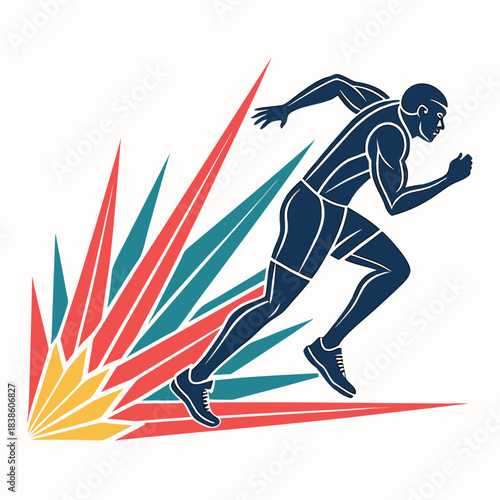 Dynamic sprinter in full stride showcasing athletic prowess and speed ready to compete.