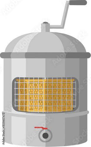 Classic gray metal corn roaster machine vector illustration.