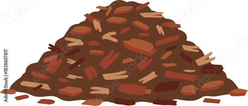Vector illustration of a large pile of garden mulch or compost.