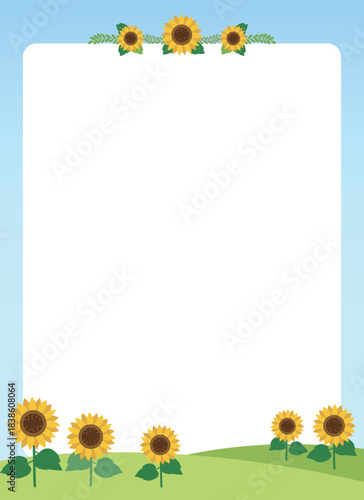 a frame with sunflowers