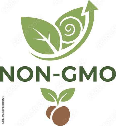 Green Non GMO label for natural and organic products.