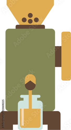 Industrial oil press machine extracting fresh vegetable oil from seeds.