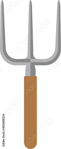 Vector illustration of a three-pronged garden hand fork tool.