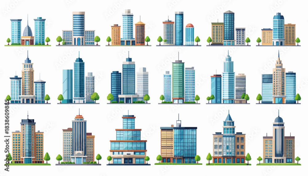 Obraz premium Diverse Cityscape - A Collection of Modern and Classic Buildings.