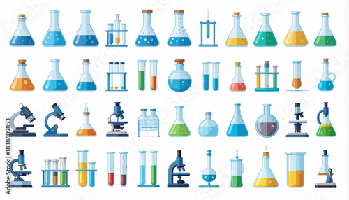 Laboratory Equipment - Beakers, Test Tubes, and Microscopes for Scientific Research.