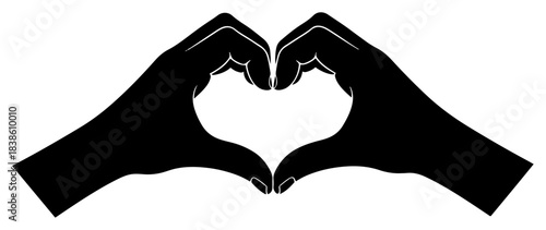 Hands making a heart shape silhouette Love and charity gesture vector icon