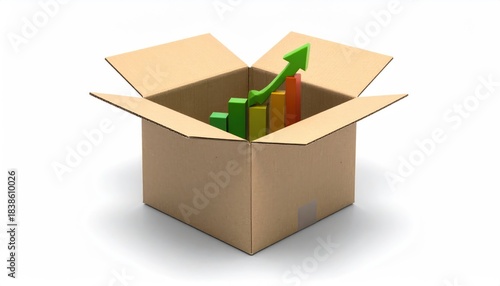 An upward trend in business success, a graph with ascending bars, a metaphorical journey of growth, breaking free of limitations.