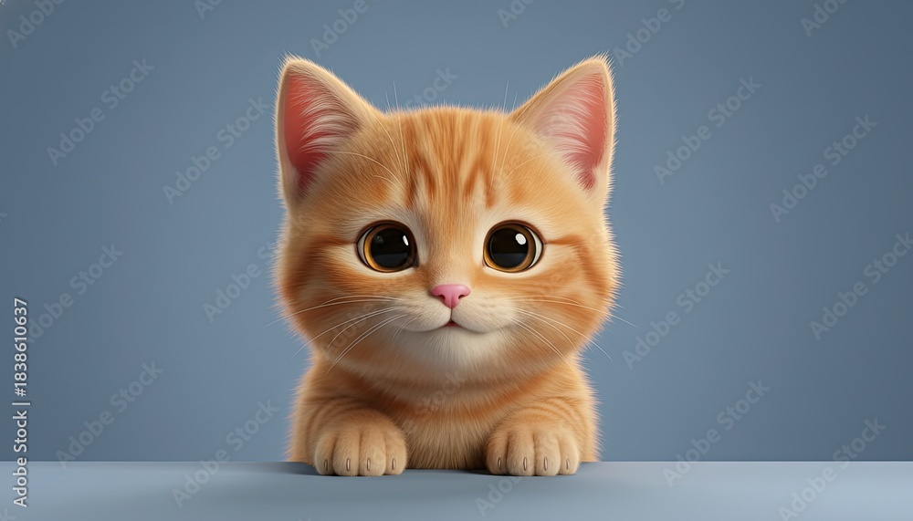 Obraz premium Adorable Ginger Cat's Portrait: Captivating eyes of a cute ginger cat, its innocent gaze promises warmth and companionship, set against a soft, subtle backdrop.