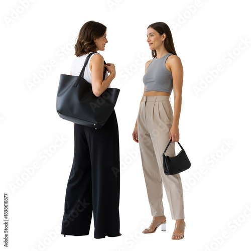 Two Women in Stylish Attire Share a Moment – A Modern, Intimate Connection

