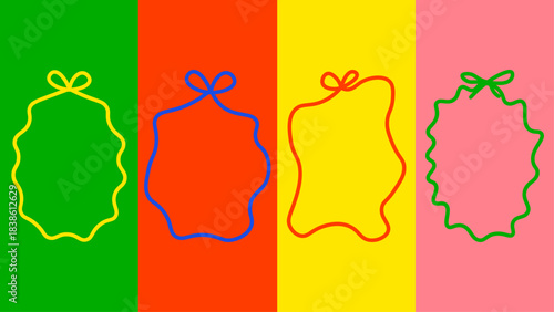 Cute round frame set with hand-drawn bows and soft loops, perfect for coquette cards, invites, labels and retro aesthetic social templates.