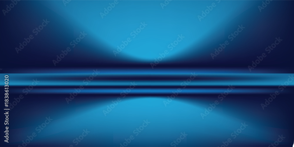 Obraz premium Studio background dark blue gradient neon light glowing bright floor and wall, vector illustartion.