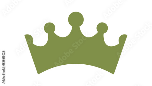 Olive Green Crown Silhouette Symbol of Royalty and Power Against a Stark Black Background