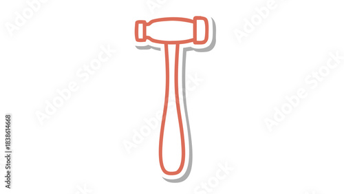 Outline Of A Peach Colored Mallet Hammer With A Double Shadow Effect On A Solid Black Background A Simple Minimalist Graphic Illustration Of A Tool For Construction Or Craftsmanship