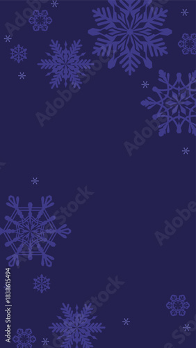 シンプルでシックな雪の花のイラスト背景・縦型16:9