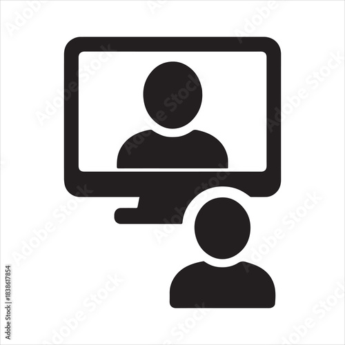 Virtual Meeting Online Conference Icon for Business Communication and Remote Work Connection Illustration