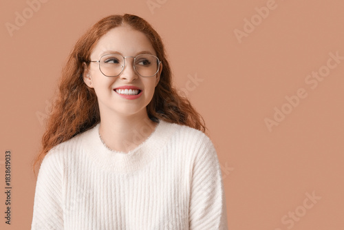 Portrait of ashamed young w...