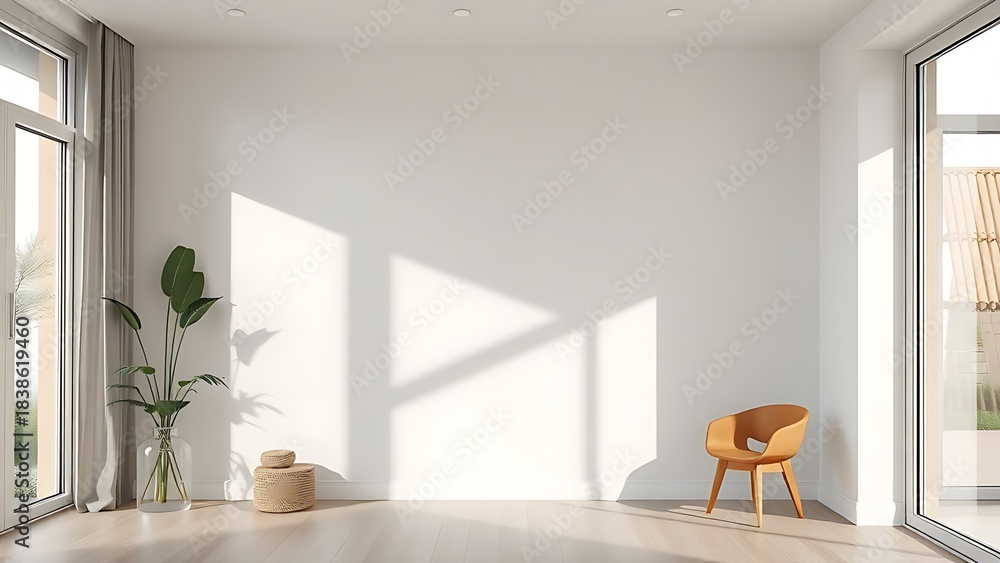 Fototapeta premium A corner of a modern interior with simple, clean decoration.