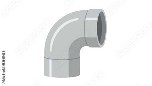 A gray 90degree pipe elbow fitting illustrated on a white background