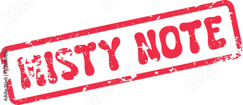 Misty Note distressed red rubber stamp impression for official use or creative projects