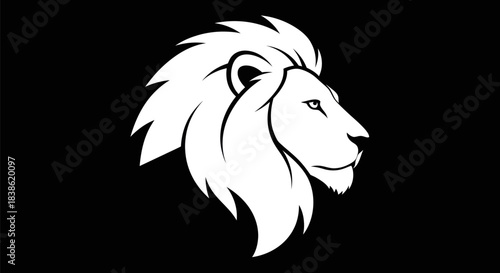 Majestic Lion Head Silhouette - A Symbol of Strength and Courage.