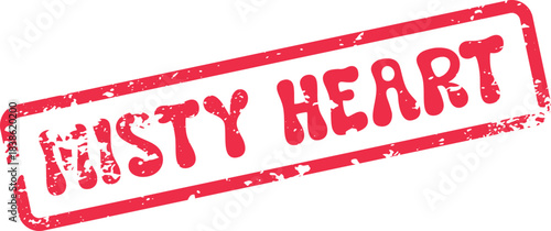 Distressed Red MISTY HEART Rubber Stamp Mark for Love and Affection