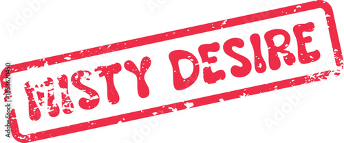 Vibrant Red Rubber Stamp Mark Announcing Misty Desire with a Distressed Grunge Texture Effect