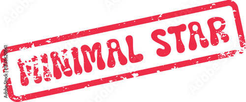 Classic Red Distressed Rubber Stamp Featuring Minimal Star Typography and Grungy Outline