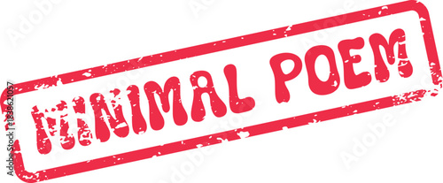 Minimal Poem Red Distressed Rubber Stamp Ideal for Artistic Literary Themed Projects