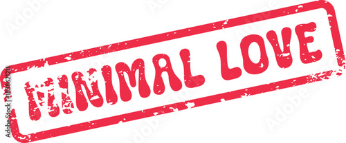 Minimal Love Word Mark In Red Distressed Grunge Rectangle Stamp Graphic