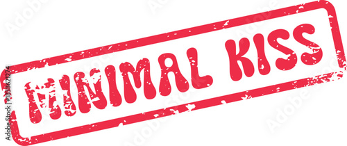 Minimal Kiss red rubber stamp communicates affection with its textured appearance and striking message for sweet moments