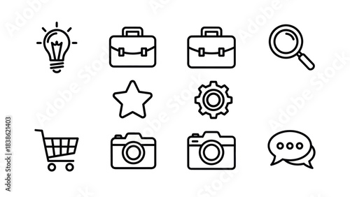 Collection of essential icons for web design and user interface development.